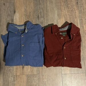 Blue and Red Button-Up Shirts